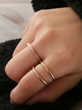 18 KT Rose Gold Over Titanium Ring Set